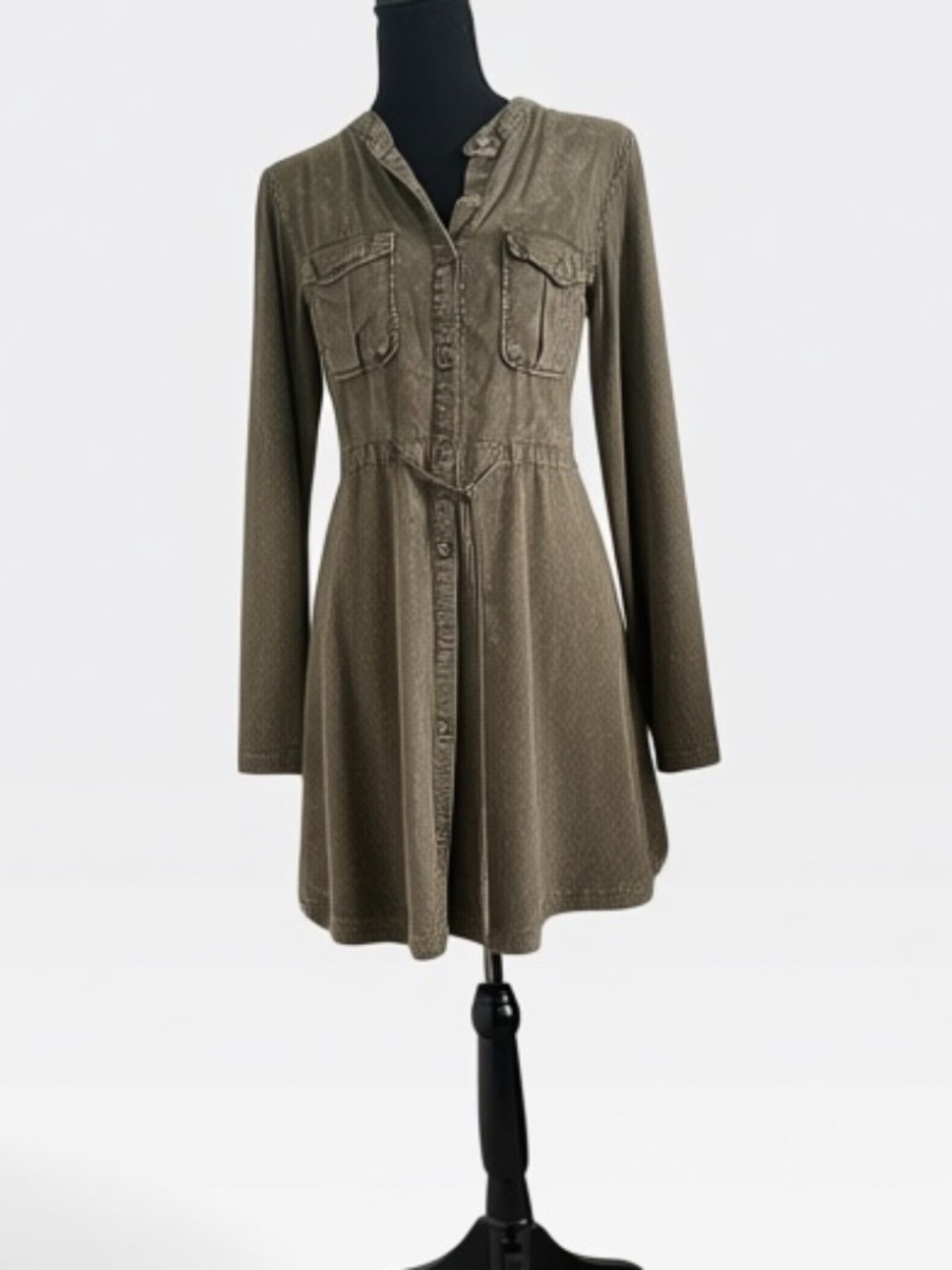 dark green dress with hints of white